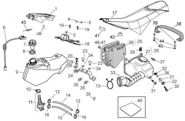 Fahrgestell Benzintank - Aprilia SX 50ccm 2T LC 2014- ZD4PVG01