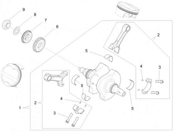 Motor Kurbelwelle - Aprilia Caponord Rally 1200ccm 4T 8V LC 2016- ZD4VKB00X