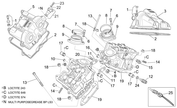 Motor Ventildeckel - Aprilia Tuono 1000ccm 4T LC 2009- ZD4RR1