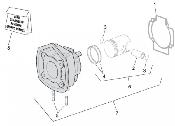 Motor Zylinder - Aprilia SR 50ccm 2T LC 2008- ZD4VFD00