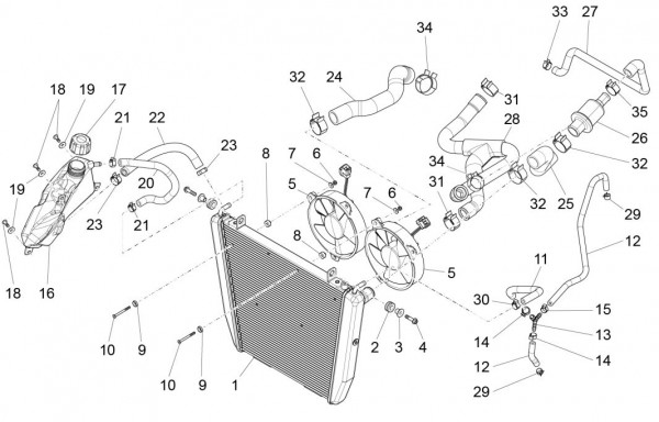 Fahrgestell Kühler - Aprilia Caponord Rally 1200ccm 4T 8V LC 2016- ZD4VKB003