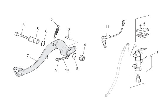 Bowdenzüge Fußbremspedal - Aprilia SX 125ccm 2T LC 2008- ZD4SX000