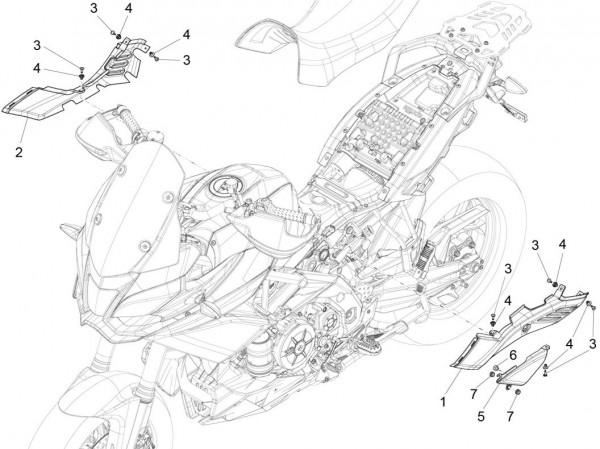 Fahrgestell Verkleidungen mitte - Aprilia Caponord Rally 1200ccm 4T 8V LC 2015- ZD4VKB001