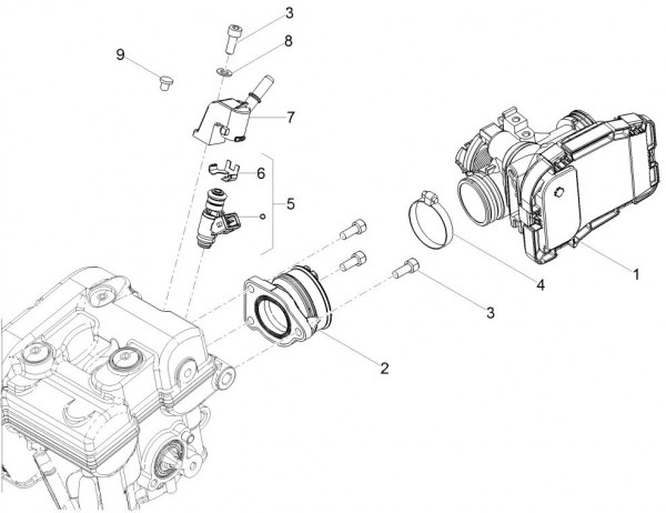 Motor Drosselklappengehäuse - Aprilia Tuono 125ccm 4T 4V LC 2017- ZD4KCA00
