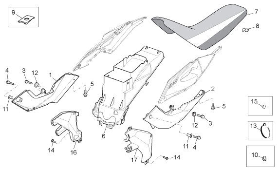 Fahrgestell Sitz - Aprilia SX 125ccm 2T LC 2008- ZD4SX000
