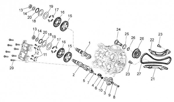 Motor Zylindersteuerung vorn - Aprilia Dorsoduro 1200ccm 4T LC 2010- ZD4TV