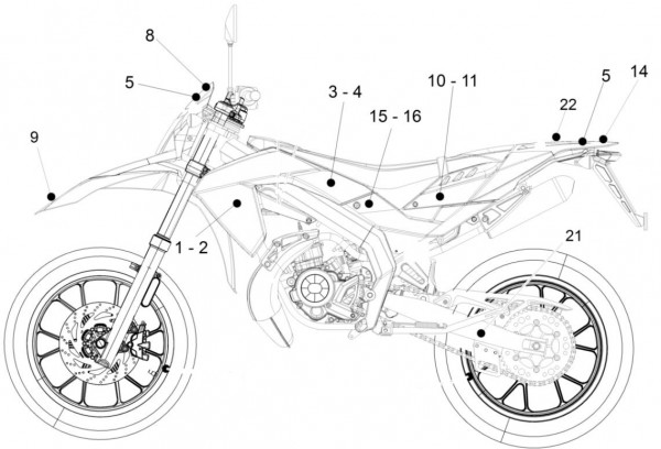 Fahrgestell Dekore - Aprilia SX 50ccm 2T LC 2017- ZD4SWA00