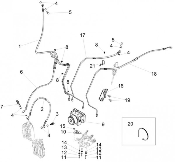 Bowdenzüge Bremsanlage ABS - Aprilia Caponord Rally 1200ccm 4T 8V LC 2015- ZD4VKB000