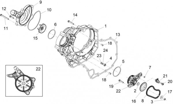 Motor Wasserpumpe - Aprilia Caponord 1200ccm 4T 8V LC 2014- ZD4VK001