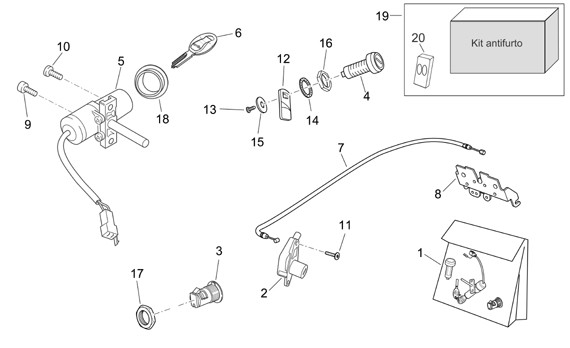 Elektrische Anlage Schloßsatz - Aprilia Atlantic 500ccm 4T LC 2007- ZD4VL