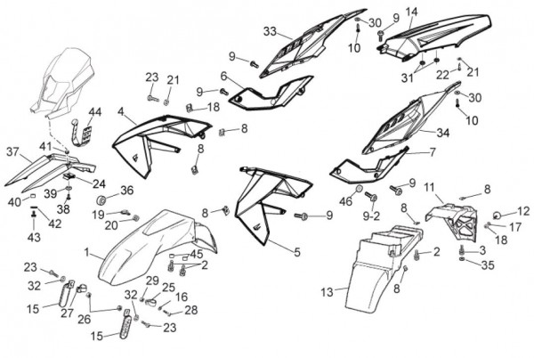 Fahrgestell Verkleidungen - Aprilia SX 50ccm 2T LC 2016- ZD4PVL