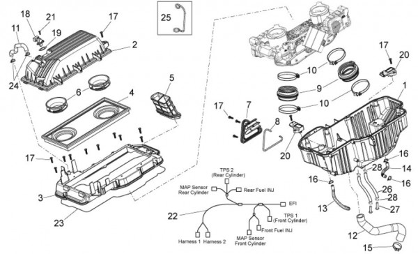 Motor Luftfilter - Aprilia Dorsoduro 750ccm 4T LC 2010- ZD4SMA00