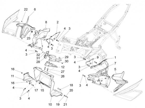 Fahrgestell Kühlerverkleidungen - Aprilia Caponord 1200ccm 4T 8V LC 2013- ZD4VK