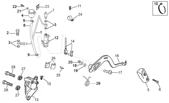 Bowdenzüge Bremsanlage hinten - Aprilia SX 50ccm 2T LC 2006- ZD4PV