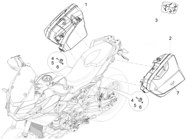 Fahrgestell Seitenkoffer - Aprilia Caponord 1200ccm 4T 8V LC 2016- ZD4VK001