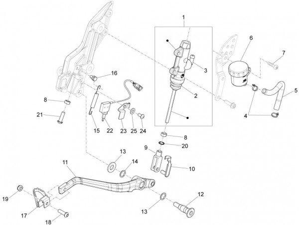Bowdenzüge Fußbremspedal - Aprilia Caponord Rally 1200ccm 4T 8V LC 2015- ZD4VKB003