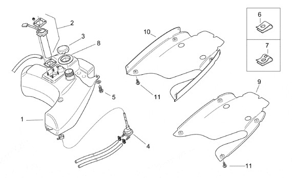 Fahrgestell Benzintank - Aprilia SR 50ccm 2T AC 2001- ZD4LY