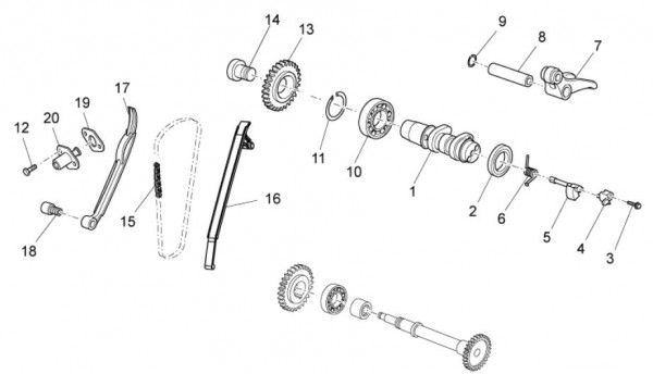 Motor Zylindersteuerung hinten - Aprilia SXV 550ccm 4T LC 2009- ZD4VSS