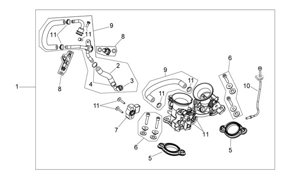 Motor Drosselklappengehäuse - Aprilia SXV 450ccm 4T LC 2007- ZD4VSR