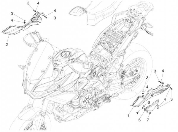 Fahrgestell Verkleidungen mitte - Aprilia Caponord 1200ccm 4T 8V LC 2013- ZD4VK