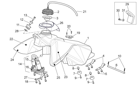 Fahrgestell Benzintank - Aprilia SXV 450ccm 4T LC 2006- ZD4VSR