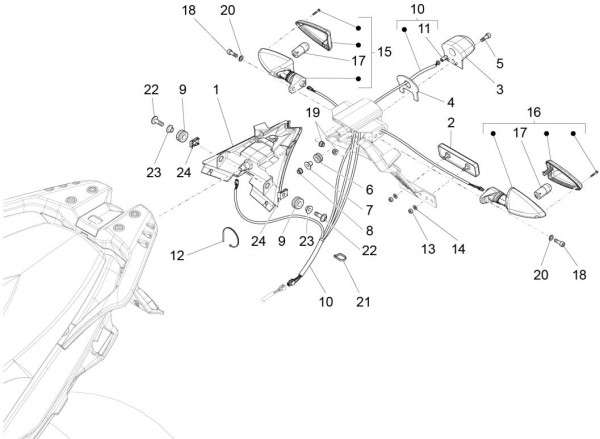 Elektrische Anlage Rücklicht - Aprilia Caponord 1200ccm 4T 8V LC 2016- ZD4VKA