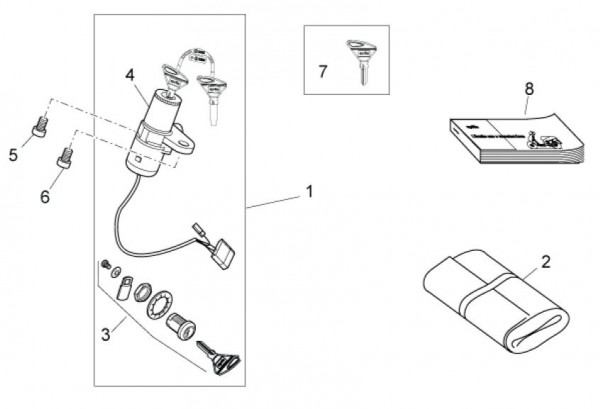 Elektrische Anlage Schloßsatz - Aprilia SX 50ccm 2T LC 2011- ZD4PVG01