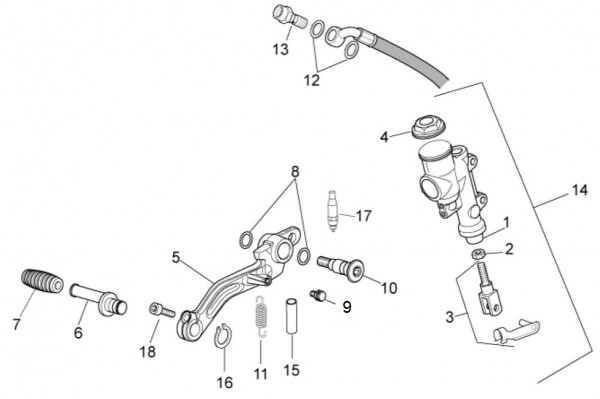Bowdenzüge Fußbremspedal - Aprilia Tuono V4 R 1000ccm 4T LC 2014- ZD4TYCA0