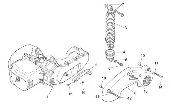 Motor Motor - Aprilia SR 50ccm 2T AC 2000- ZD4LY