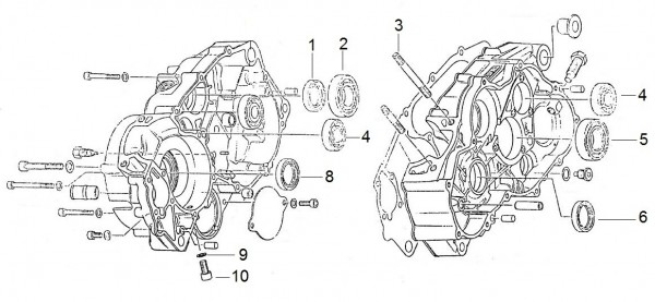 Motor Kurbelgehäuse - Aprilia Tuareg 125ccm 2T LC 1987-