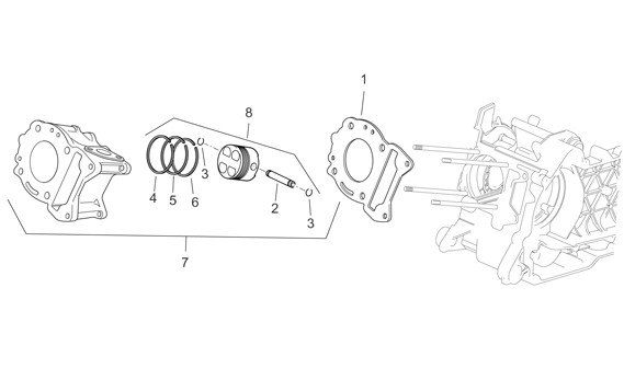 Motor Zylinder - Aprilia Atlantic 125ccm 4T LC 2003- ZD4SP0