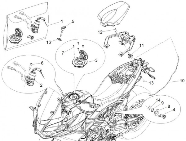 Elektrische Anlage Schloßsatz - Aprilia Caponord 1200ccm 4T 8V LC 2016- ZD4VKA