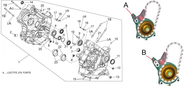 Motor Kurbelgehäuse - Aprilia Dorsoduro 750ccm 4T LC 2013- ZD4SMA00