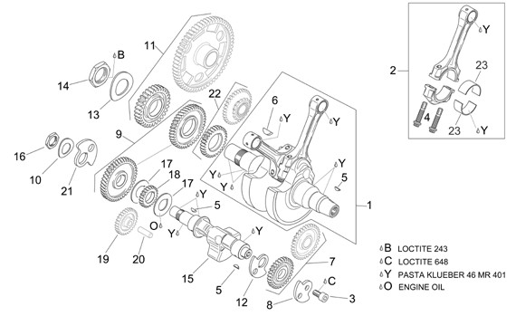 Motor Kurbelwelle - Aprilia Tuono 1000ccm 4T LC 2009- ZD4RR1