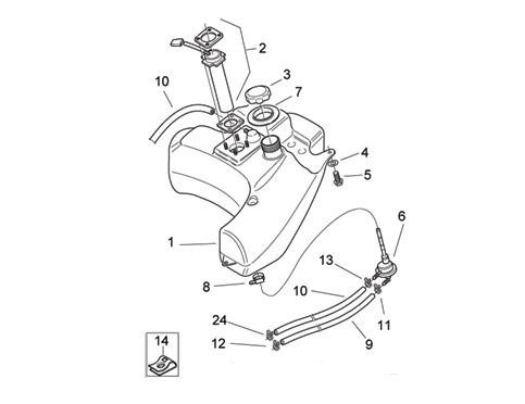Fahrgestell Benzintank - Aprilia SR 50ccm 2T AC 2000- ZD4RLA