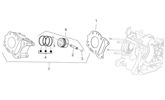 Motor Zylinder - Aprilia Atlantic 250ccm 4T LC 2004- ZD4SPB
