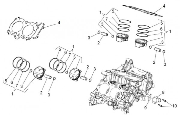 Motor Zylinder - Aprilia Tuono V4 R 1000ccm 4T LC 2014- ZD4TYCA0