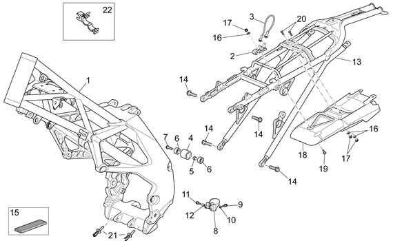 Fahrgestell Rahmen - Aprilia SXV 450ccm 4T LC 2009- ZD4VSR