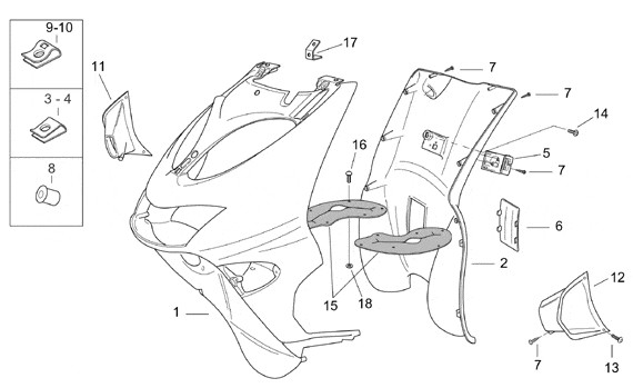 Fahrgestell Frontschild - Aprilia SR 50ccm 2T AC 2000- ZD4RLA
