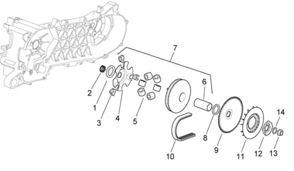 Motor treibende Riemenscheibe - Aprilia SR 50ccm 2T LC 2009- ZD4VFD00