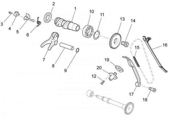 Motor Zylindersteuerung vorn - Aprilia SXV 550ccm 4T LC 2011- ZD4VSU50
