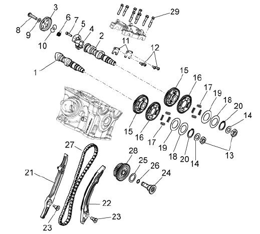 Motor Zylindersteuerung hinten - Aprilia Dorsoduro 1200ccm 4T LC 2010- ZD4TV