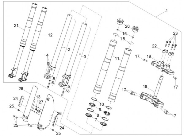 Radaufhängung Vorderradgabel - Aprilia SX 50ccm 2T LC 2018- ZD4KKB03