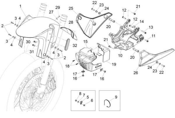 Fahrgestell Kotflügel vorn - Aprilia Caponord 1200ccm 4T 8V LC 2016- ZD4VK000