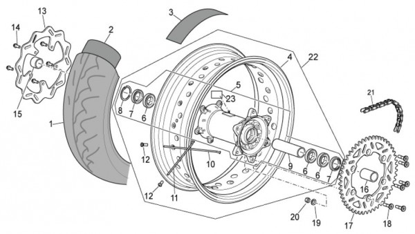 Radaufhängung Hinterrad - Aprilia SXV 450ccm 4T LC 2010- ZD4VSU41