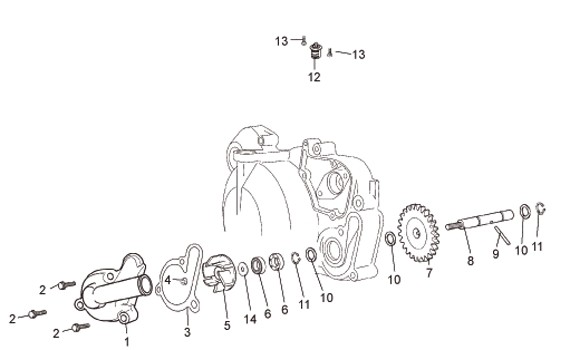 Motor Wasserpumpe - Aprilia SX 50ccm 2T LC 2007- ZD4PV