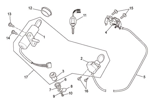 Elektrische Anlage Schloßsatz - Aprilia SR 50ccm 2T LC 2010- ZD4VFD00