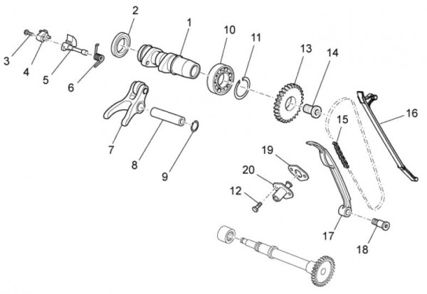 Motor Zylindersteuerung vorn - Aprilia SXV 450ccm 4T LC 2010- ZD4VSU41