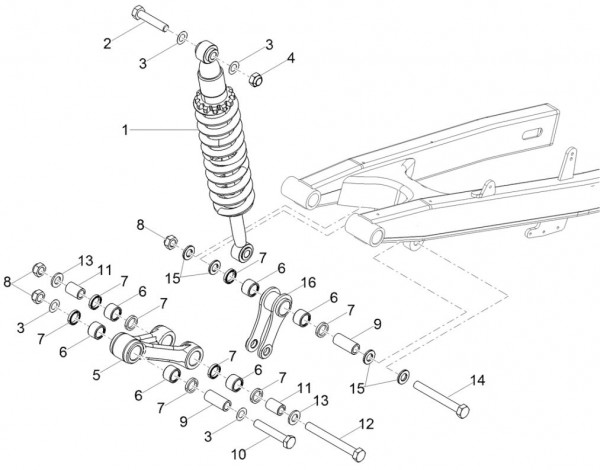 Radaufhängung Stoßdämpfer hinten - Aprilia SX 50ccm 2T LC 2018- ZD4KKB03