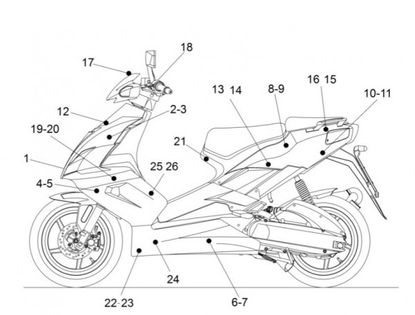 Fahrgestell Dekore - Aprilia SR 50ccm 2T LC 2014- ZD4VFD00